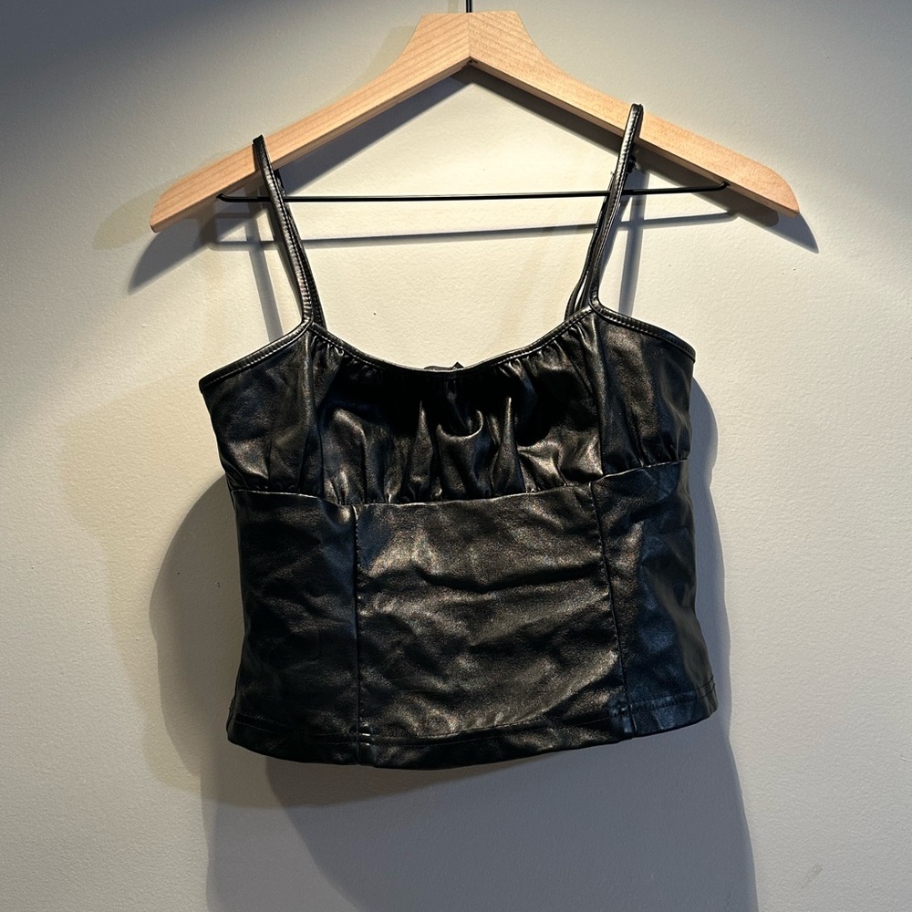 Forever 21 Black Faux Leather Tank Top